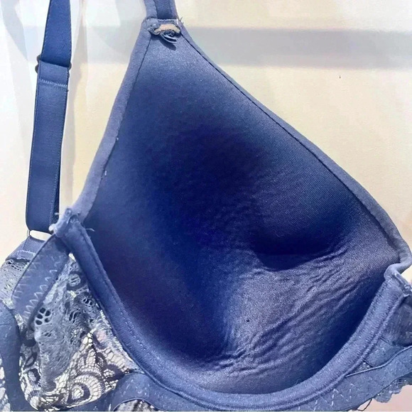 Lucky Brand Cornflower Medium Blue 38B bra with lace band underwire lined - Picture 5 of 8